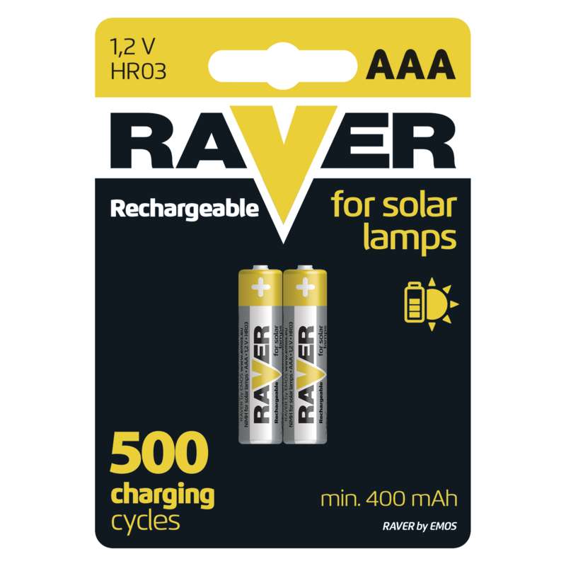 Baterie AAA/HR03 400mAh RAVER, 2 ks (blistr) baterie do solárních lamp