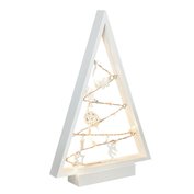 LED dřevěný vánoční stromek s ozdobami, 15LED, přírodní dřevo, 37cm, SOLIGHT