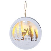 LED vánoční dekorace, les a jelen, bílá a hnědá, 2x AAA, SOLIGHT