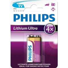 Baterie 9V Philips Lithium Ultra (6FR61) 1 ks