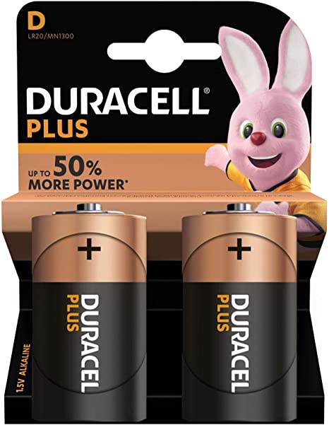 Baterie Duracell Plus D 2 ks LR20, velký monočlánek, baterie Duracell PLUS MN1300