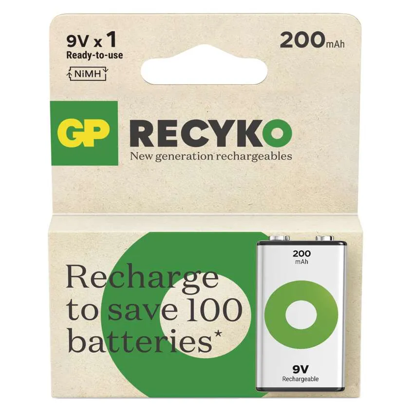 Nabíjecí baterie GP ReCyko 200 (9V) | 200 mAh | B2552 nabíjecí 9V baterie GP Recyko