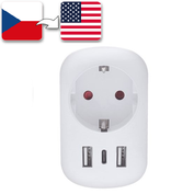 Cestovní adaptér pro použití v USA, USB A+C, typ B, Solight