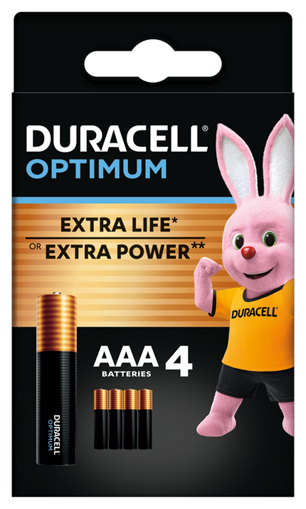 Alkalická baterie Duracell Optimum, typ AAA, sada 4 ks DURACELL OPTIMUM AAA, MX2400 4ks