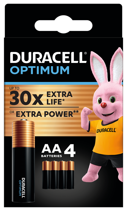 Duracell Optimum AA LR6 DURACELL OPTIMUM AA, MX1500 4ks, nejvyšší řada