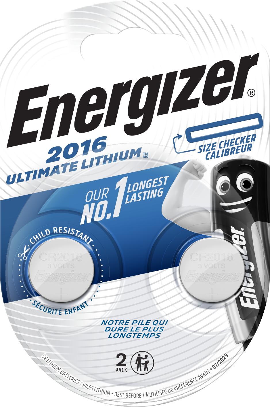 Energizer Ultimate Lithium CR2016 2ks E301319500 baterie CR2016 s vyšší kapacitou, použitelné od -30 do +60°C