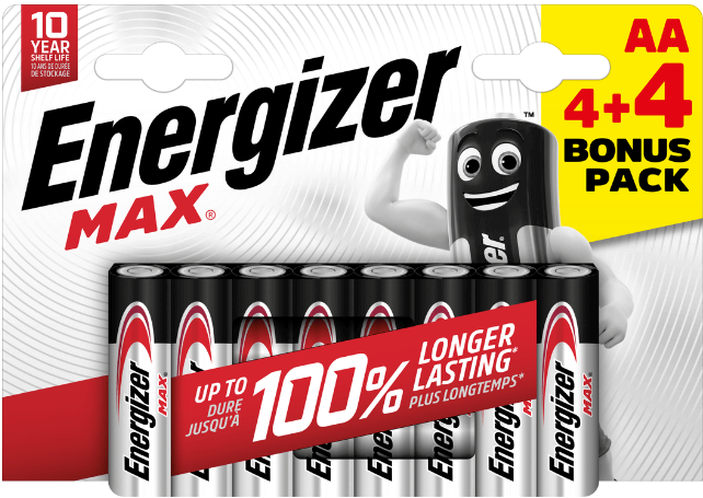 Baterie Energizer MAX AA 4+4 ZDARMA Baterie Energizer MAX AA 4+4 ZDARMA, Energizer AA, LR6, AKCE 4+4