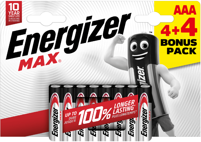 Baterie Energizer MAX + PowerSeal AAA 4+4 Baterie Energizer MAX + PowerSeal AAA, akce 4+4