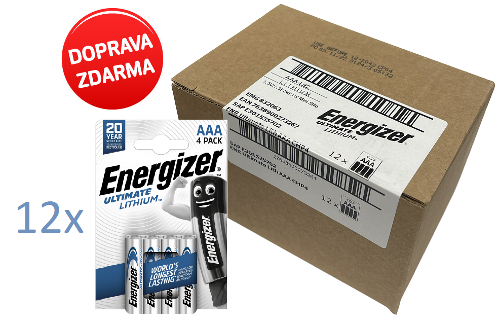 Energizer Ultimate Lithium AAA FR03 48ks AAA Energizer lithium, L92, VO balení