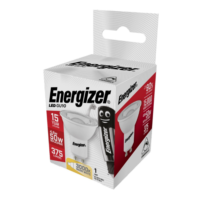 Energizer LED žárovka GU10 4,6W Eq 55 W S8826 Stmívatelná Teplá bílá Stmívatelná LED GU10 Energizer 4,6W (50W)