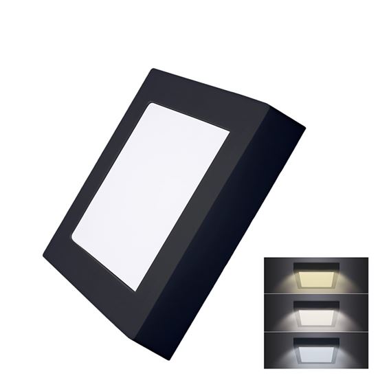 Solight LED mini panel CCT, přisazený, 12W, 900lm, čtvercový, černý WD171-B