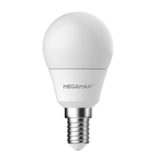 LED žárovka   4,9W (40W) E14, mini globe, MEGAMAN, teplá bílá