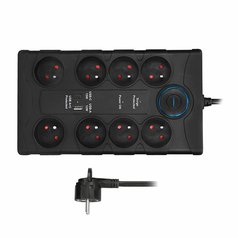 Přepěťová ochrana 8 zásuvek, USB A+C, 2 m, Solight