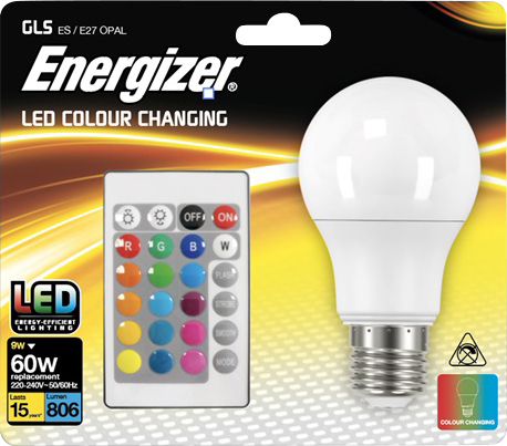 Energizer LED žárovka 9W, 806lm, E27 RGB+ovladač S14542