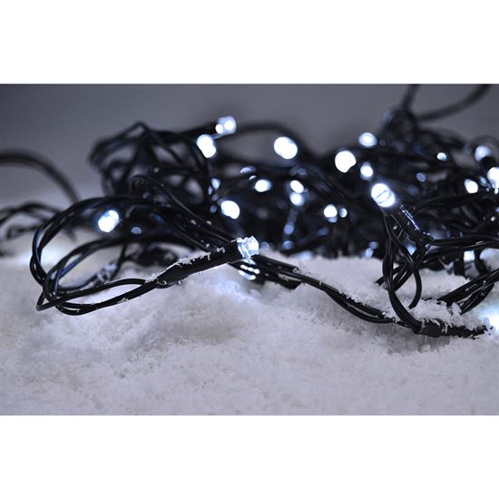LED vánoční řetěz 50 LED, 5m, přívod 3m, 8 funkcí, časovač, st. bílá Solight 1V110-W