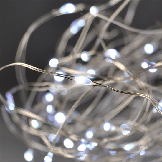 LED vánoční řetěz 100 LED, 10m, na baterie, studená bílá Solight 1V54-W