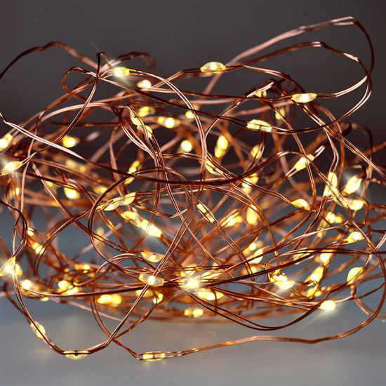 Vánoční řetěz měděný, 30x mini LED, 3m, 3 x AA, teplé světlo Solight 1V55-WW