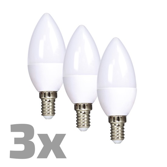LED svíčka 6W (37W) E14 SOLIGHT ECOLUX, teplá bílá, 3 ks
