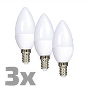 LED žárovka   6W (37W) E14 SOLIGHT, svíčky, 3 ks (bal.), teplá bílá