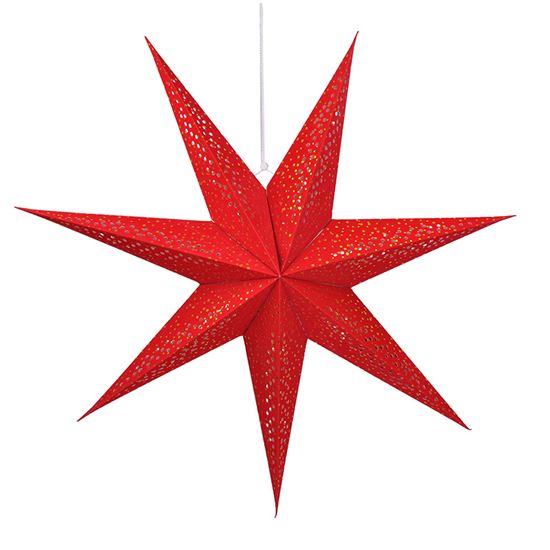 LED vánoční hvězda červená, závěsná, 60cm, 20x LED, 2x AA Solight 1V263