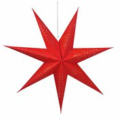 LED vánoční hvězda červená, závěsná, 60cm, 20x LED, 2x AA