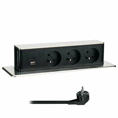 Výsuvný blok zásuvek, 3 zásuvky, USB A+C 20W PD, přívod 2 m, Solight