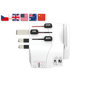 Cestovní adaptér SKROSS PRO Light USB AC30PD World, 7A max., USB A+C, PD 30W, UK+USA+Austrálie/Čína