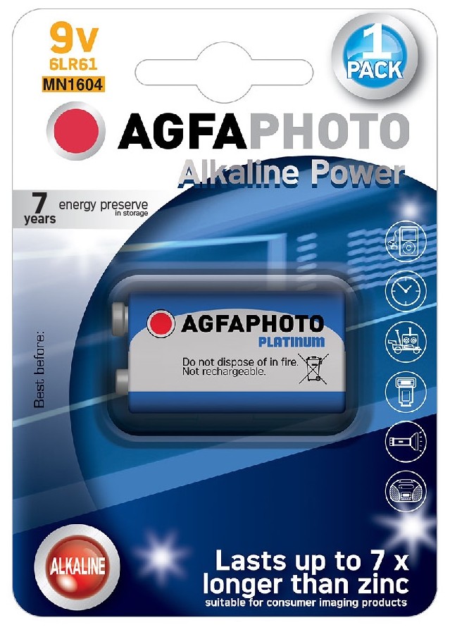 Baterie 9V AGFAPHOTO Power, 1ks (blistr)