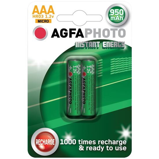 AgfaPhoto přednabitá baterie AAA, 950mAh, 2ks HR03, nabíjecí mikrotužky