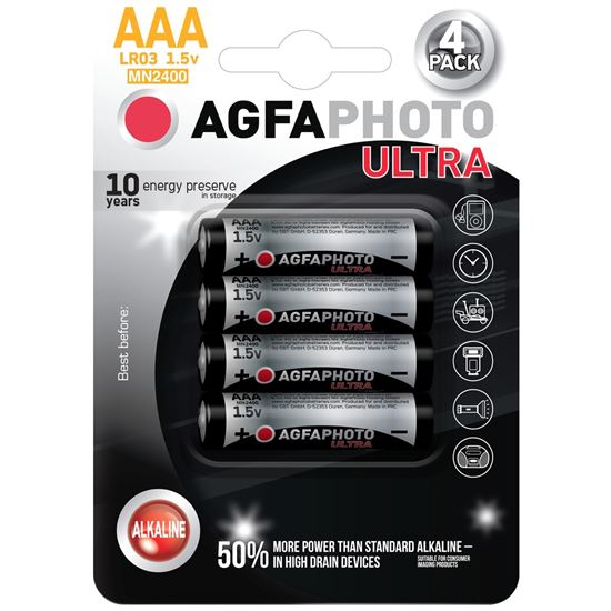 AgfaPhoto Ultra alkalická baterie LR03/AAA, 4ks, AP-LR03U-4B