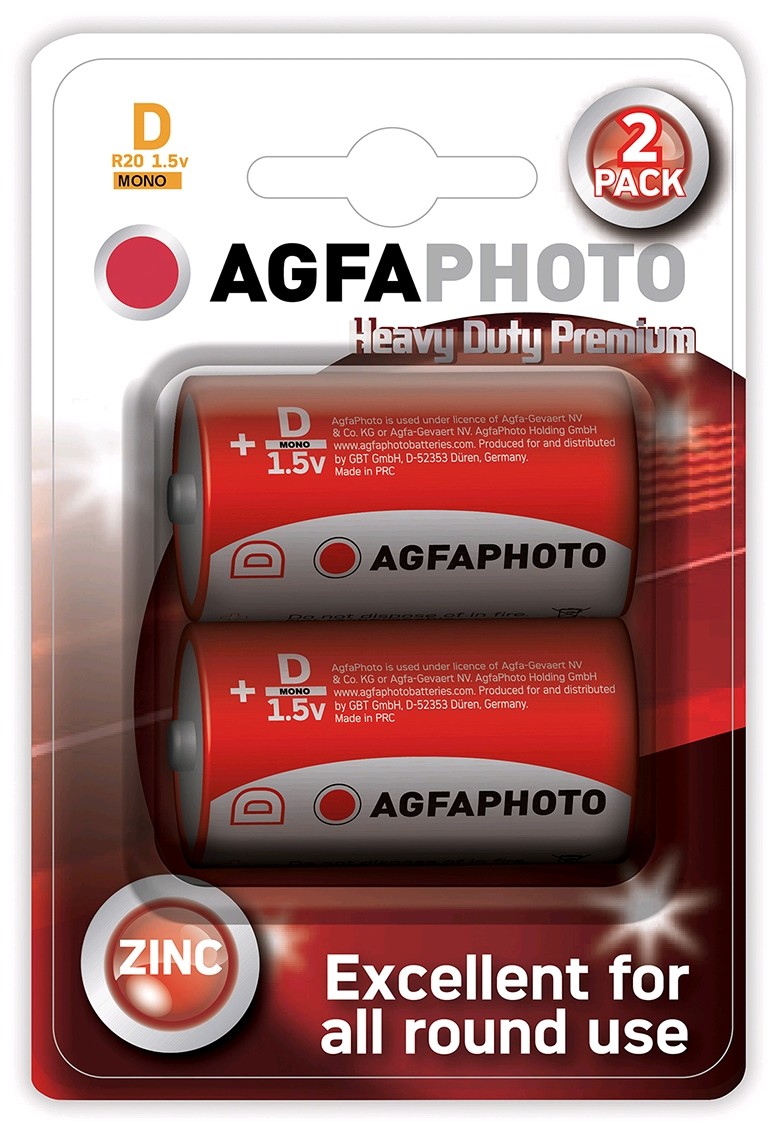 AgfaPhoto zinková baterie R20/D, blistr 2ks