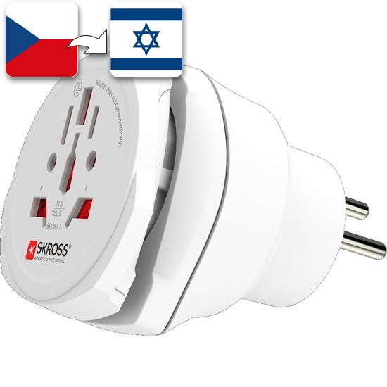 SKROSS cestovní adaptér Israel Combo pro použití v Izraeli cestovní adaptér do Izraele