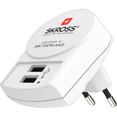 USB nabíjecí adaptér, 2xUSB - A, 2400mA, SKROSS