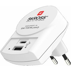 USB nabíjecí adaptér EU, 27W, 1xUSB - A, 1xUSB - C, 5400mAh, SKROSS