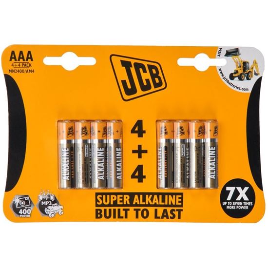 JCB SUPER alkalická baterie LR03, blistr 8 ks zvýhodněné balení AAA baterií JCB