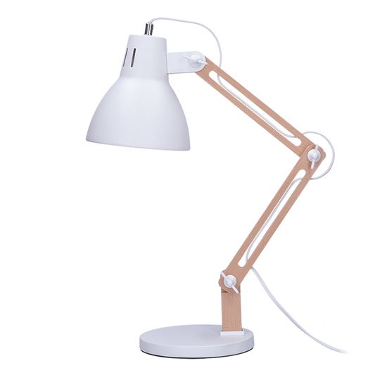 Solight WO57-W Dřevěná stolní lampa Solight Falun, E27, bílá