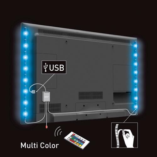 LED pásek 2x 50cm pro TV, barevný, USB, vypínač, dálkový ovladač, Solight