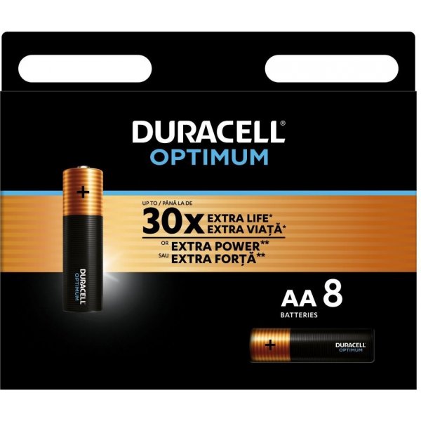 Alkalická baterie Duracell Optimum, typ AA, sada 8 ks DURACELL Optimum AA 8 ks 42386