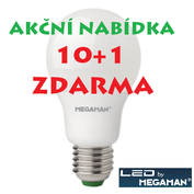 LED žárovka   8,6W (60W) E27 MEGAMAN, teplá bílá, AKCE 10+1