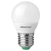 LED žárovka   4,9W (40W) E27, mini globe, MEGAMAN, neutrální bílá