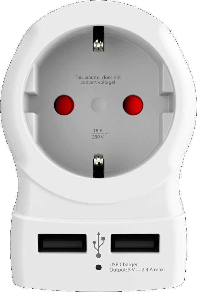 Cestovní adaptér USA USB pro použití ve Spojených státech, vč. 2x USB 2400mA