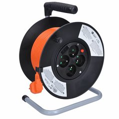 Prodlužovací kabel na bubnu 25 m, 4 zásuvky, průřez 3x1,5mm2, SOLIGHT