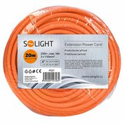 Prodlužovací kabel 1 zásuvka 20m, průřez 3x1,5mm2, oranžová, SOLIGHT