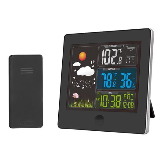 Meteostanice, barevný LCD, teplota, vlhkost, RCC, černá, Solight TE80