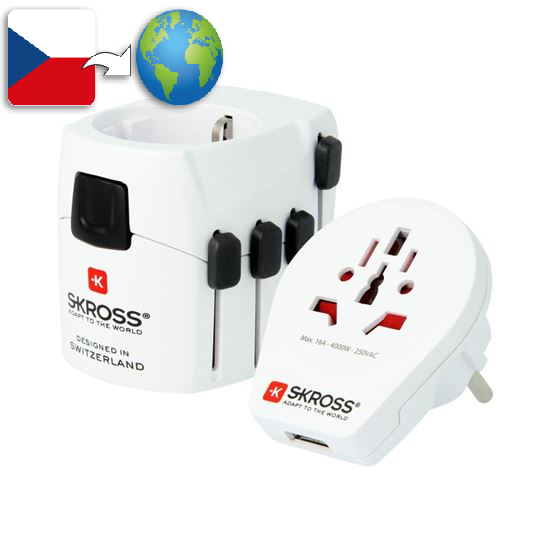 SKROSS PA41 cestovní adaptér SKROSS PRO, USB nabíječka, pro celý svět