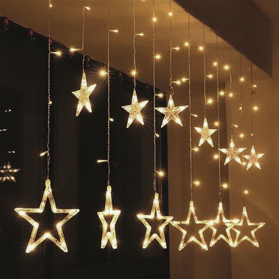 Solight LED vánoční závěs, hvězdy, šíře 3 m, 123 LED, IP44, 3x AA 1V227-4