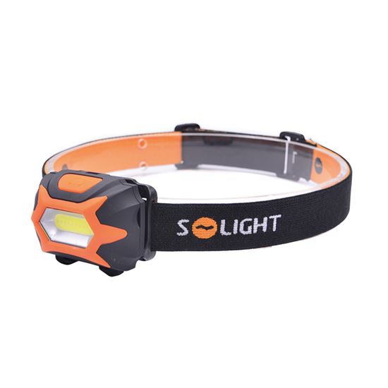 Solight čelová LED svítilna, 3W COB, 3x AAA, SOlight WH25 levná, výkonná čelovka vhodná pro děti