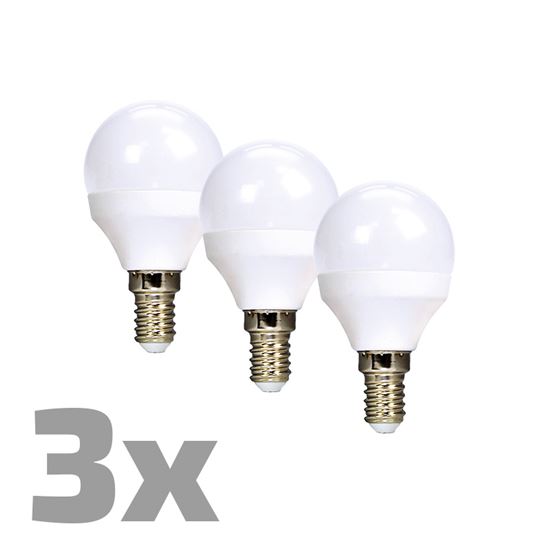 LED žárovka SOLIGHT ECOLUX, miniglobe, 6W, E14, 3000K, 450lm, 3ks WZ433-3